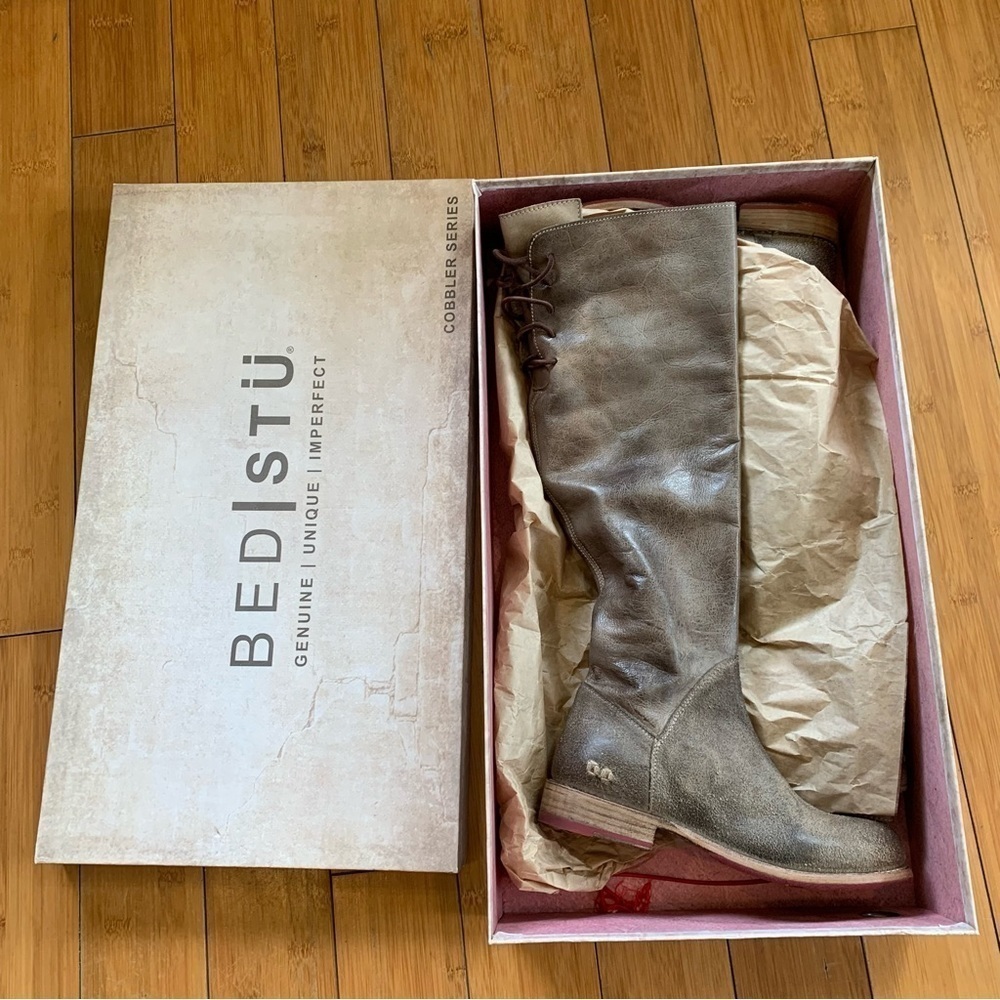 Bed Stu Manchester Taupe Knee high lace up boots - Picture 2 of 4